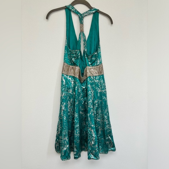 Marciano Turquoise Beaded Open Back Cocktail Dress Womens Size Large - Picture 5 of 7